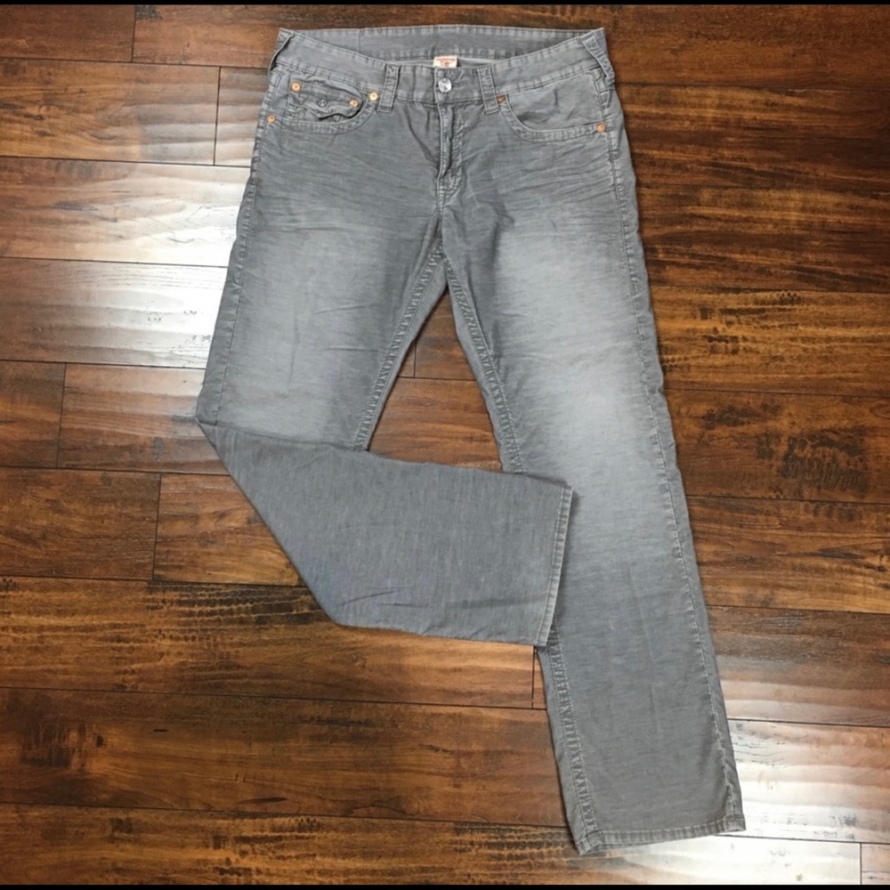 True Religion Mens Grey Corduroy Ricky Relaxed